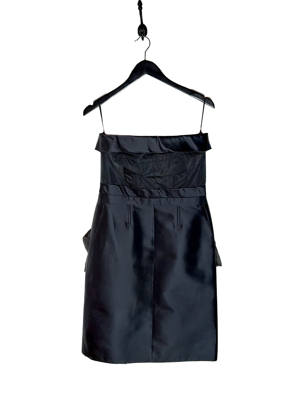 Robe bustier Louis Vuitton en satin bleu marine avec nœud au dos