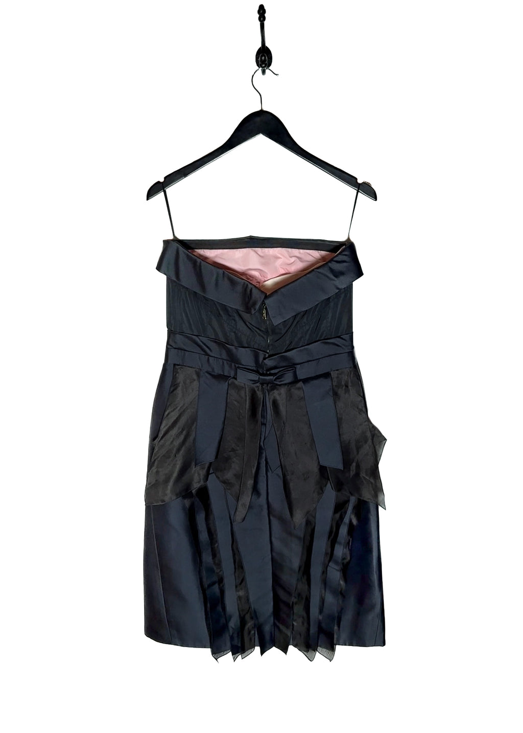 Robe bustier Louis Vuitton en satin bleu marine avec nœud au dos