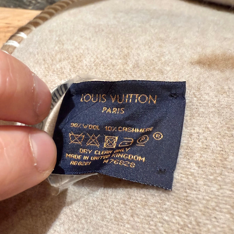 Labels of Louis Vuitton Neo Monogram Beige Wool Blend Blanket
