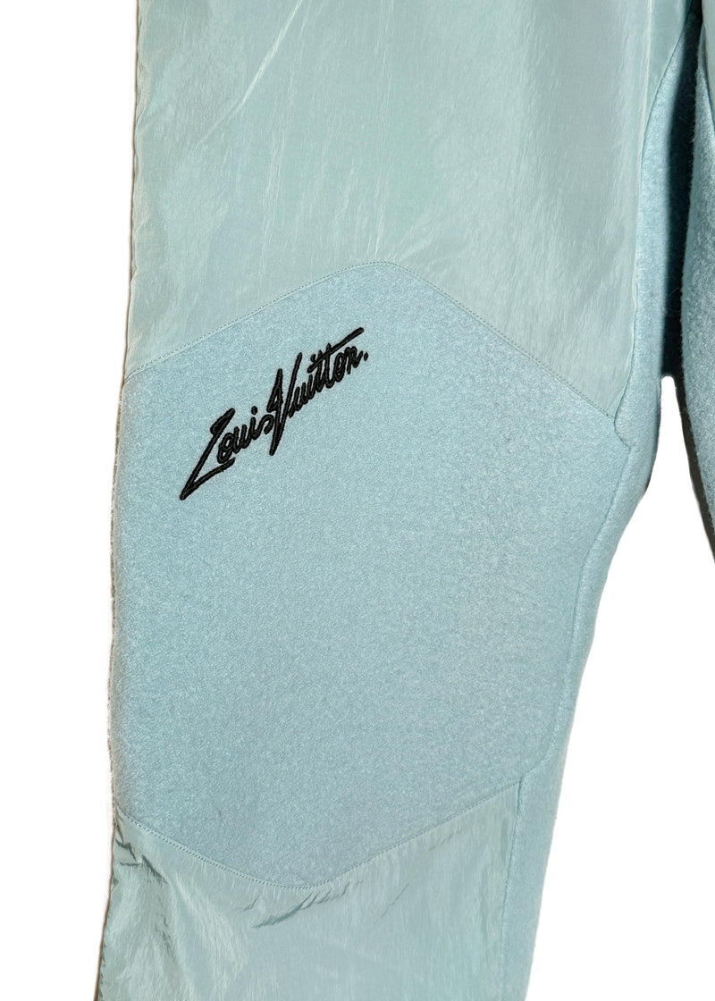 Branded detail of Louis Vuitton SS23 Light Teal Mix Material Wool Blend Track Pants