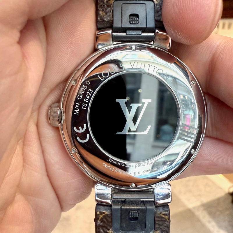 Back view of Louis Vuitton QA050 Tambour Horizon Monogram Watch