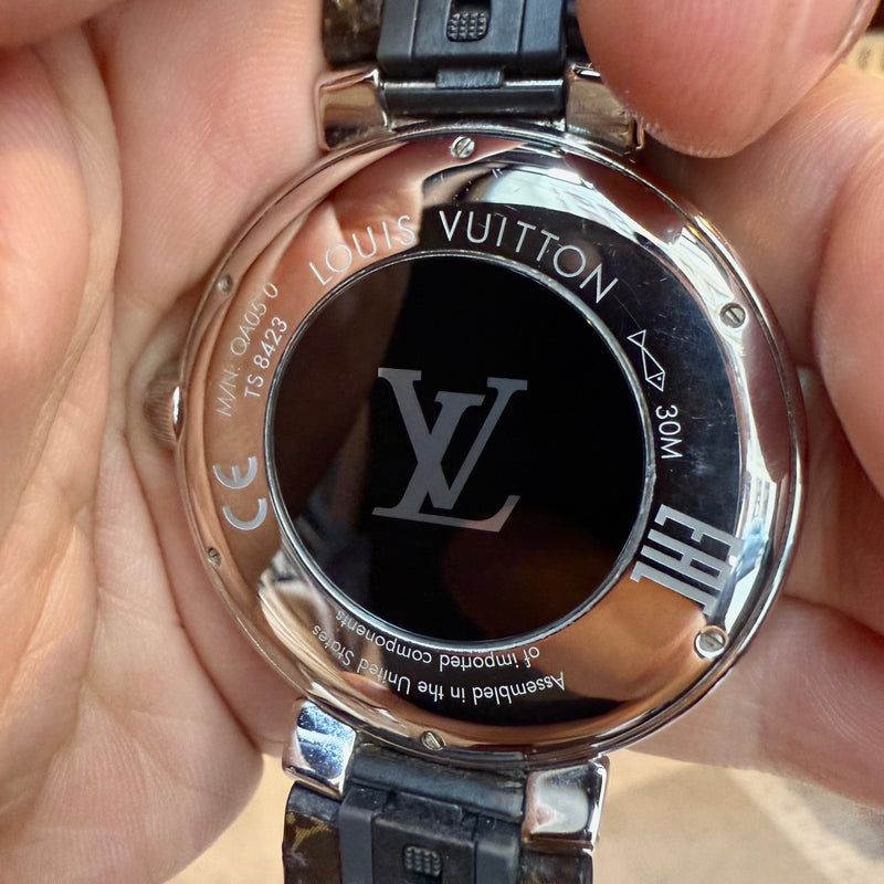Back view of Louis Vuitton QA050 Tambour Horizon Monogram Watch