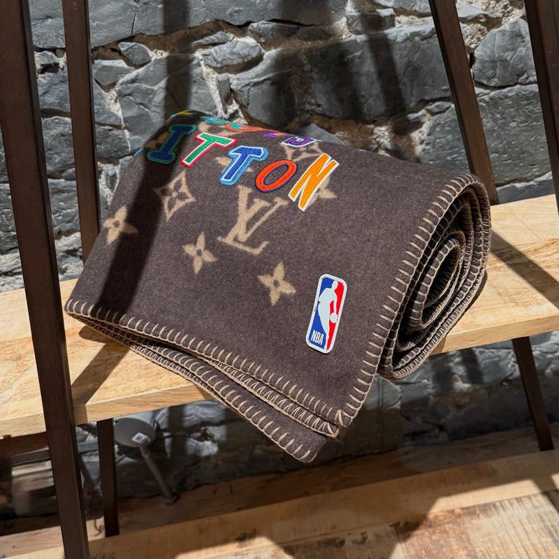 Louis Vuitton x NBA Lettering Brown Wool Cashmere Neo Monogram Blanket