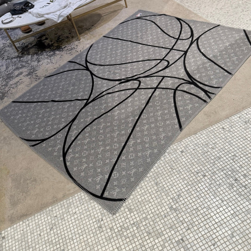 Louis Vuitton x NBA Wool Cashmere Grey Black Basket Court Blanket