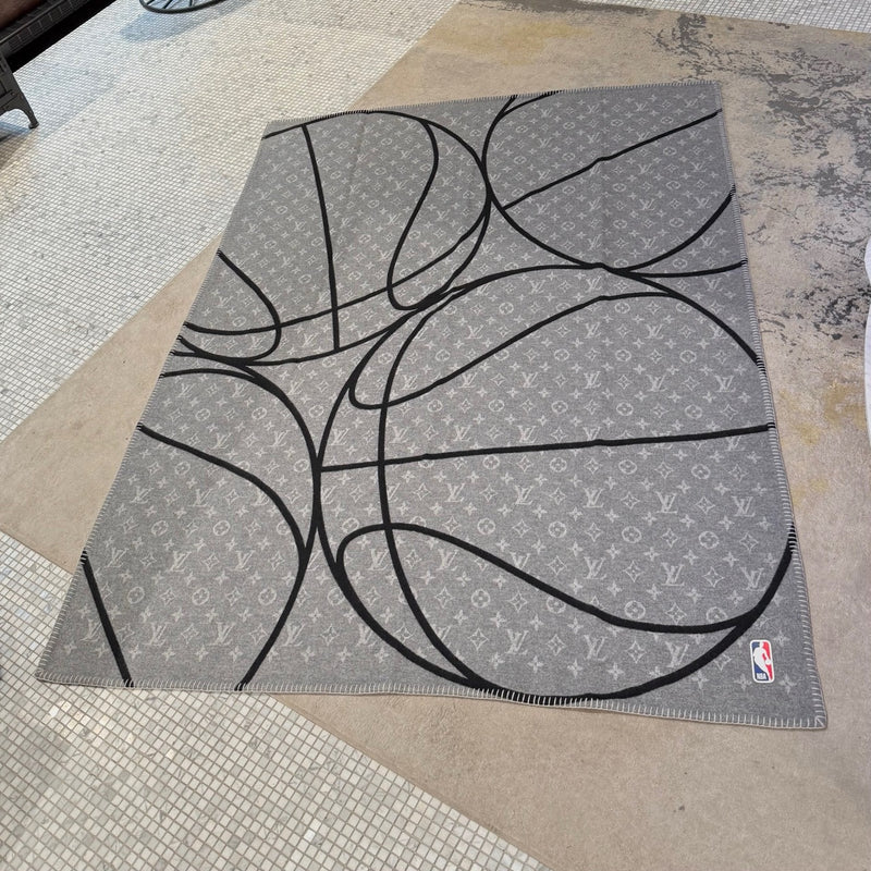 Louis Vuitton x NBA Wool Cashmere Grey Black Basket Court Blanket