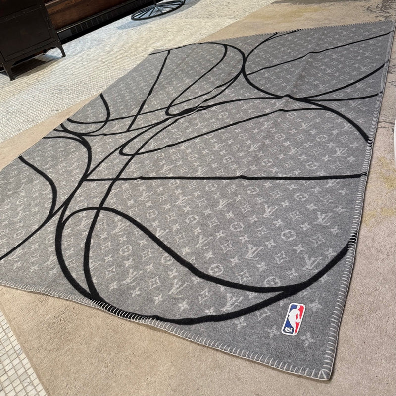 Louis Vuitton x NBA Wool Cashmere Grey Black Basket Court Blanket