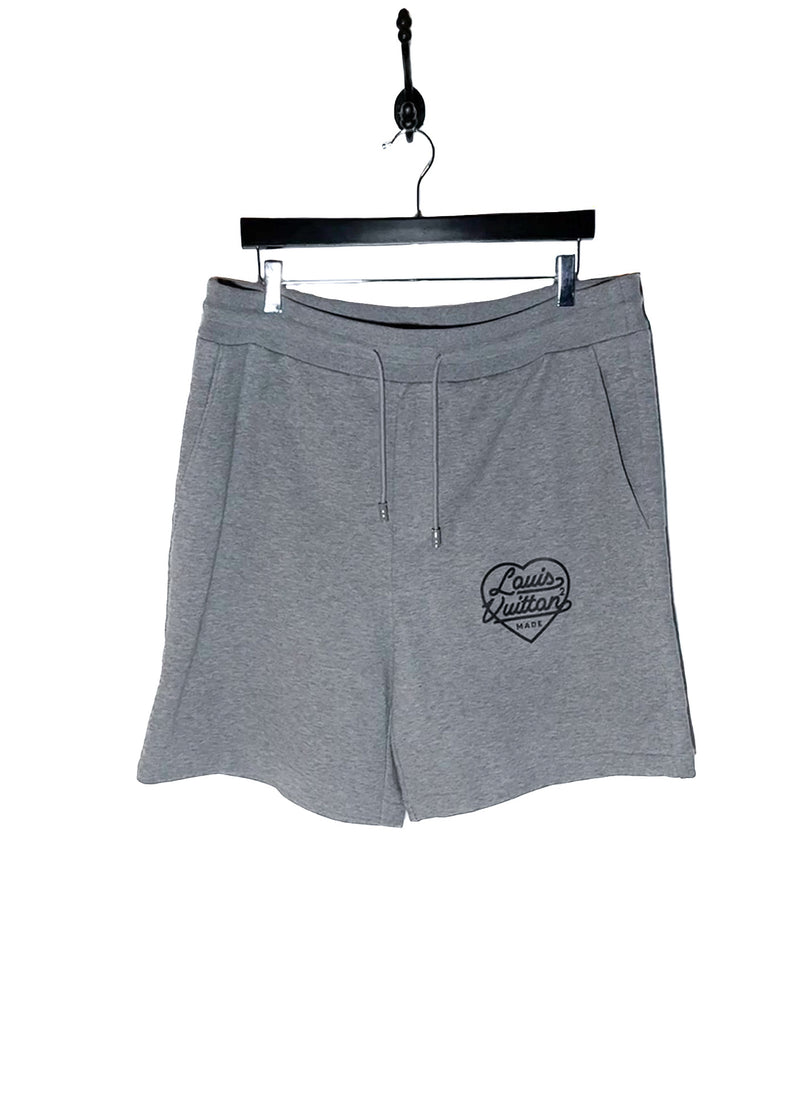 Main photo of Louis Vuitton x Nigo 2021 Grey Heart Logo Cotton Jersey Shorts