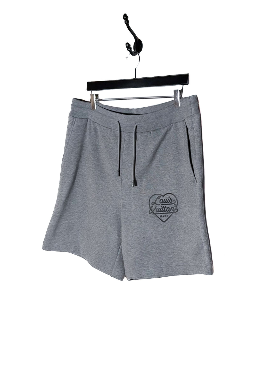 Front side of Louis Vuitton x Nigo 2021 Grey Heart Logo Cotton Jersey Shorts