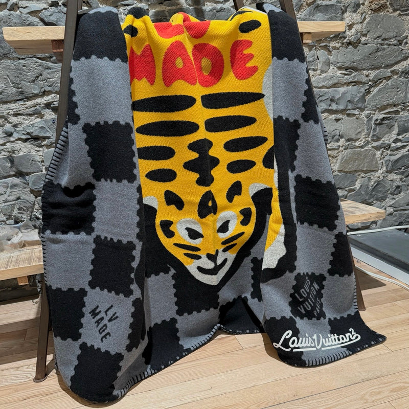 Louis Vuitton x Nigo LV Made Damier Tiger Wool Cashmere Tiger Throw Blanket