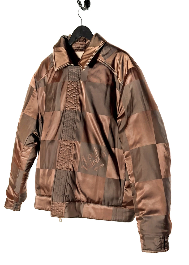 Reverse Front side of Louis Vuitton x Nigo Reversible Beige Wool Blend Giant Damier LV2 Jacket