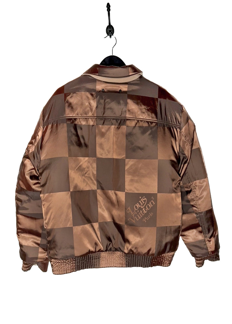 Reverse back of Louis Vuitton x Nigo Reversible Beige Wool Blend Giant Damier LV2 Jacket