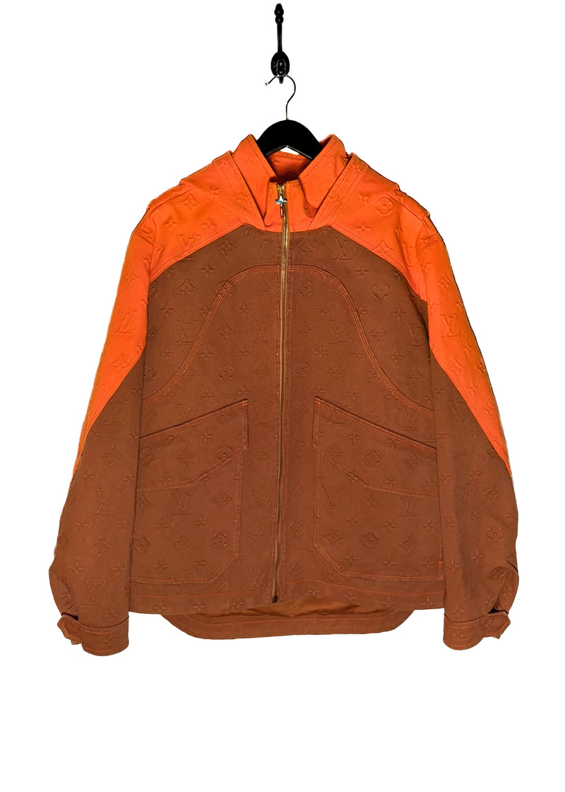 Main front photo of Louis Vuitton x Virgil Abloh Orange Tan Monogram Workwear Denim Jacket