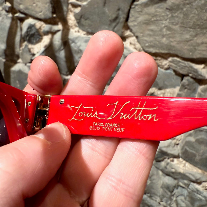 Stamps of Louis Vuitton Z1169W 9F2 SS22 Red Acetate 1.1 Millionaires Sunglasses