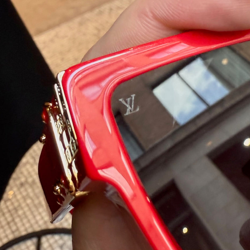 Branded lenses of Louis Vuitton Z1169W 9F2 SS22 Red Acetate 1.1 Millionaires Sunglasses