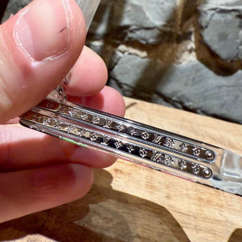 Close-up on Louis Vuitton Z2027W 91P FW23 Multicolored Camo Monogram Acetate 1.1 Millionaires Sunglasses