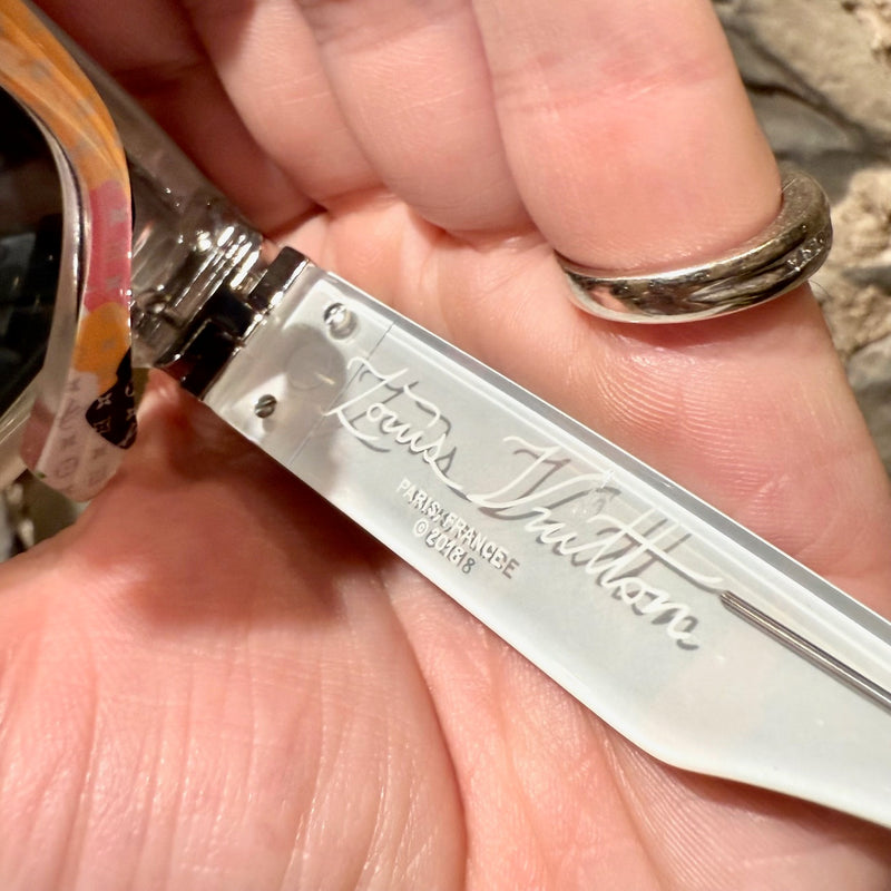 Brand stamp of Louis Vuitton Z2027W 91P FW23 Multicolored Camo Monogram Acetate 1.1 Millionaires Sunglasses