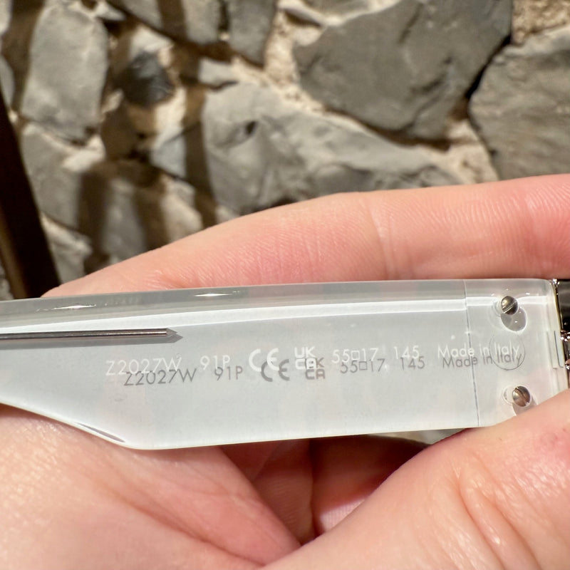 Origin stamp of Louis Vuitton Z2027W 91P FW23 Multicolored Camo Monogram Acetate 1.1 Millionaires Sunglasses