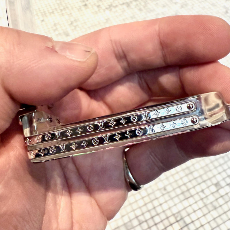 Close-up on Louis Vuitton Z2027W 91P FW23 Multicolored Camo Monogram Acetate 1.1 Millionaires Sunglasses