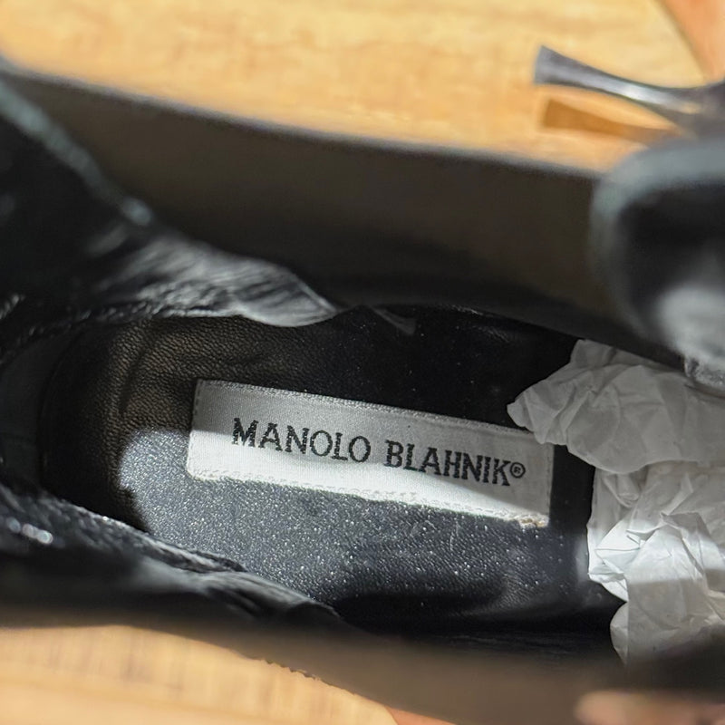Manolo Blahnik Black Python Heeled Boots