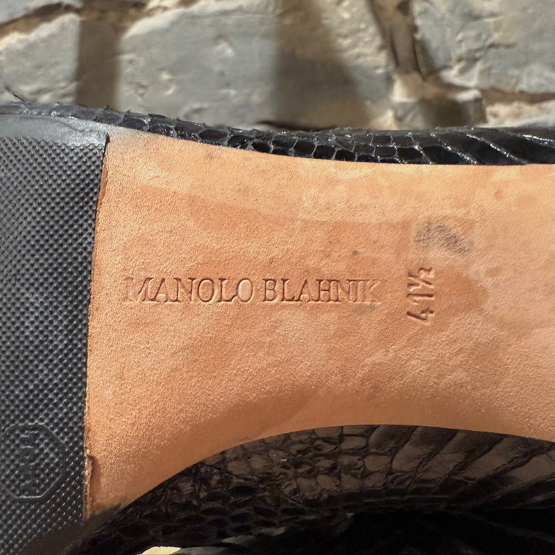Manolo Blahnik Black Python Heeled Boots