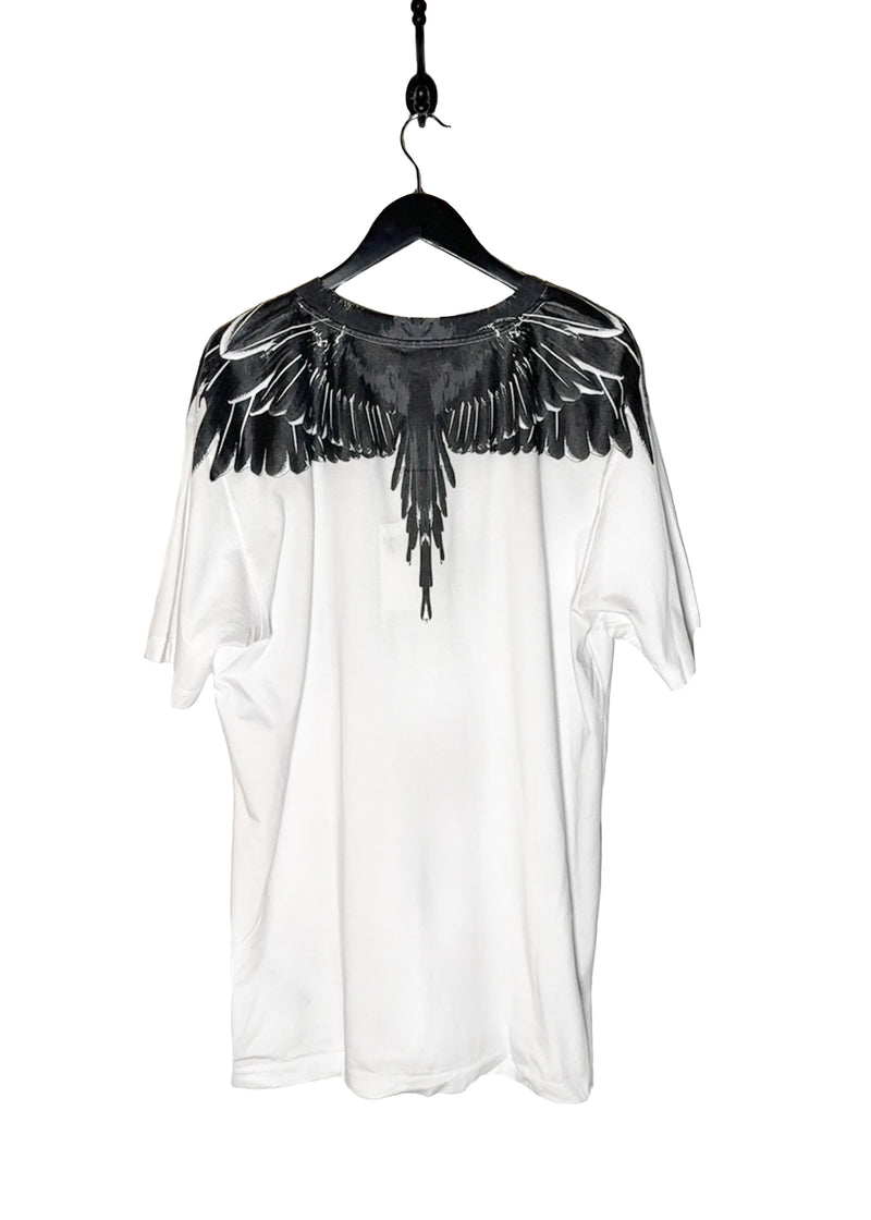 Back of Marcelo Burlon Black Wing Print White T-shirt