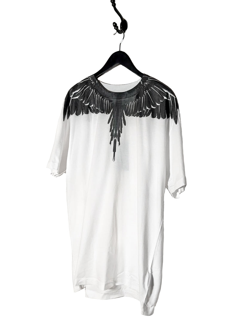 Front side of Marcelo Burlon Black Wing Print White T-shirt