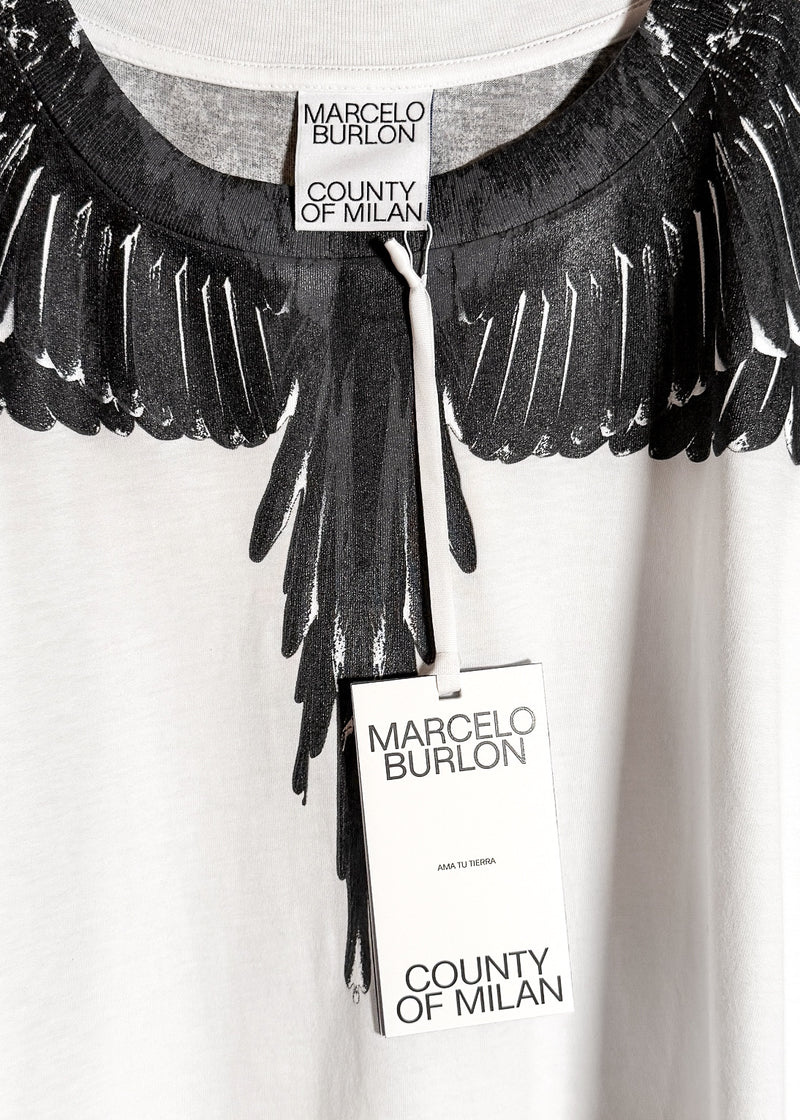 Tags of Marcelo Burlon Black Wing Print White T-shirt