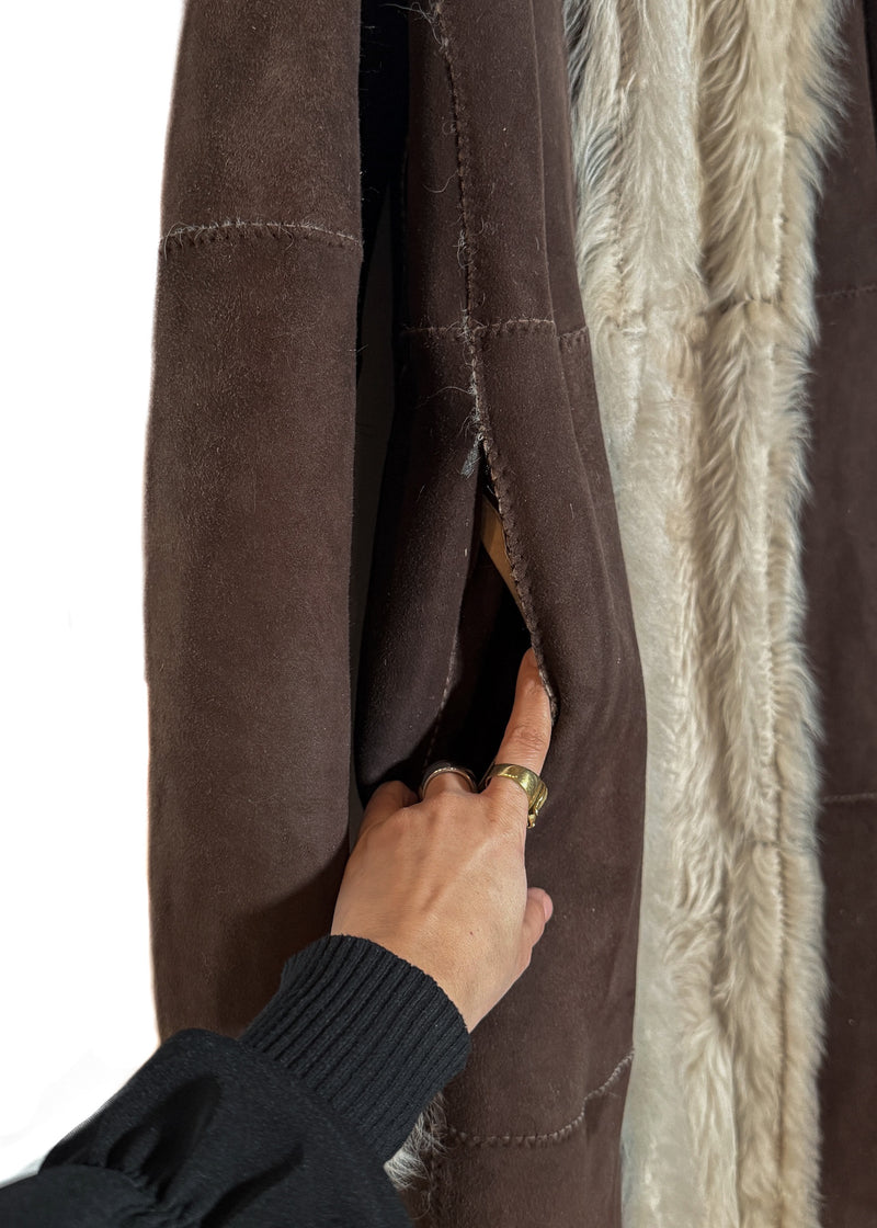 A pocket of Marni Brown Shearling Coat