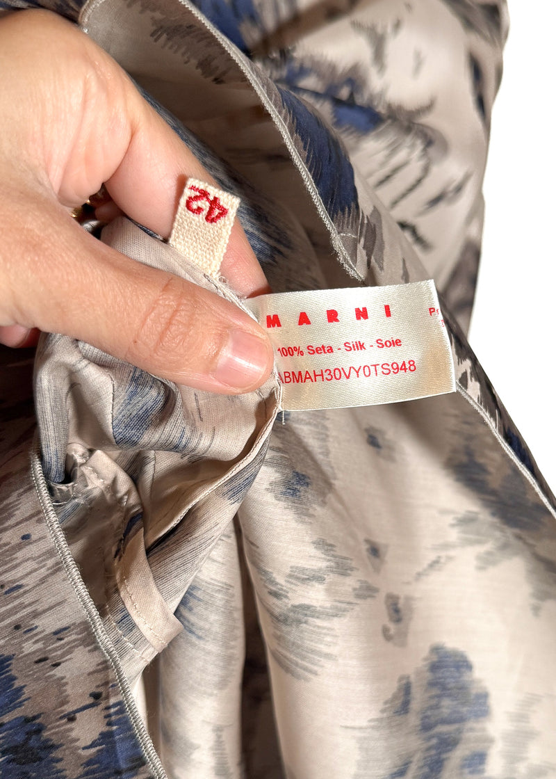 Labels of Marni Dusty Pink Floral Print Silk Dress