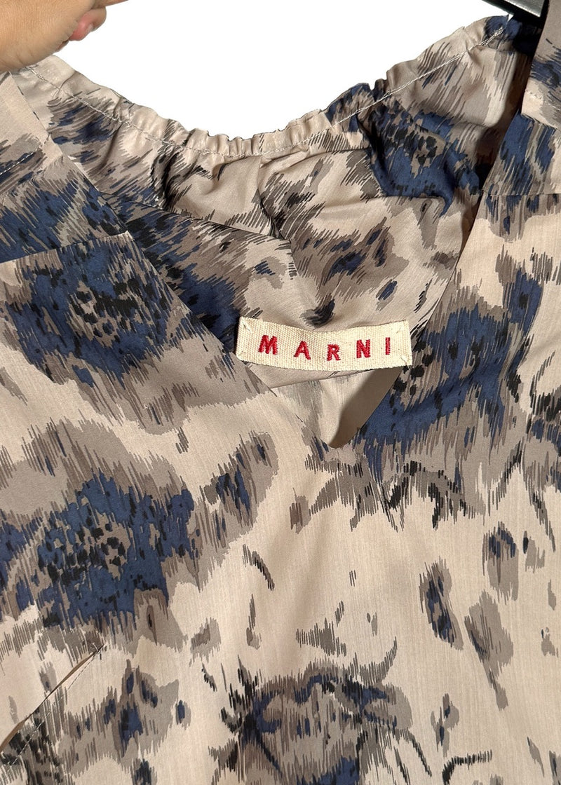 Collar area of Marni Dusty Pink Floral Print Silk Dress