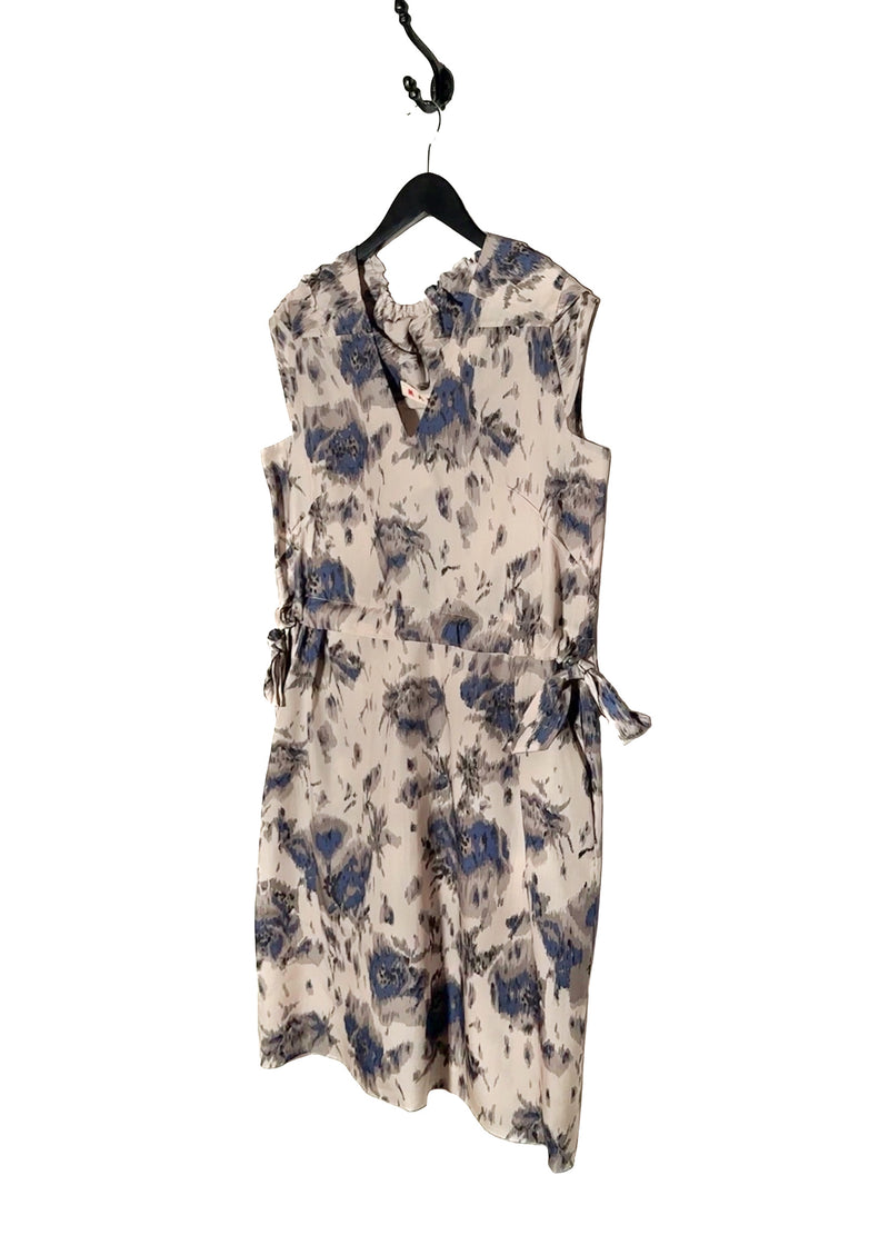 Side front view of Marni Dusty Pink Floral Print Silk Dress