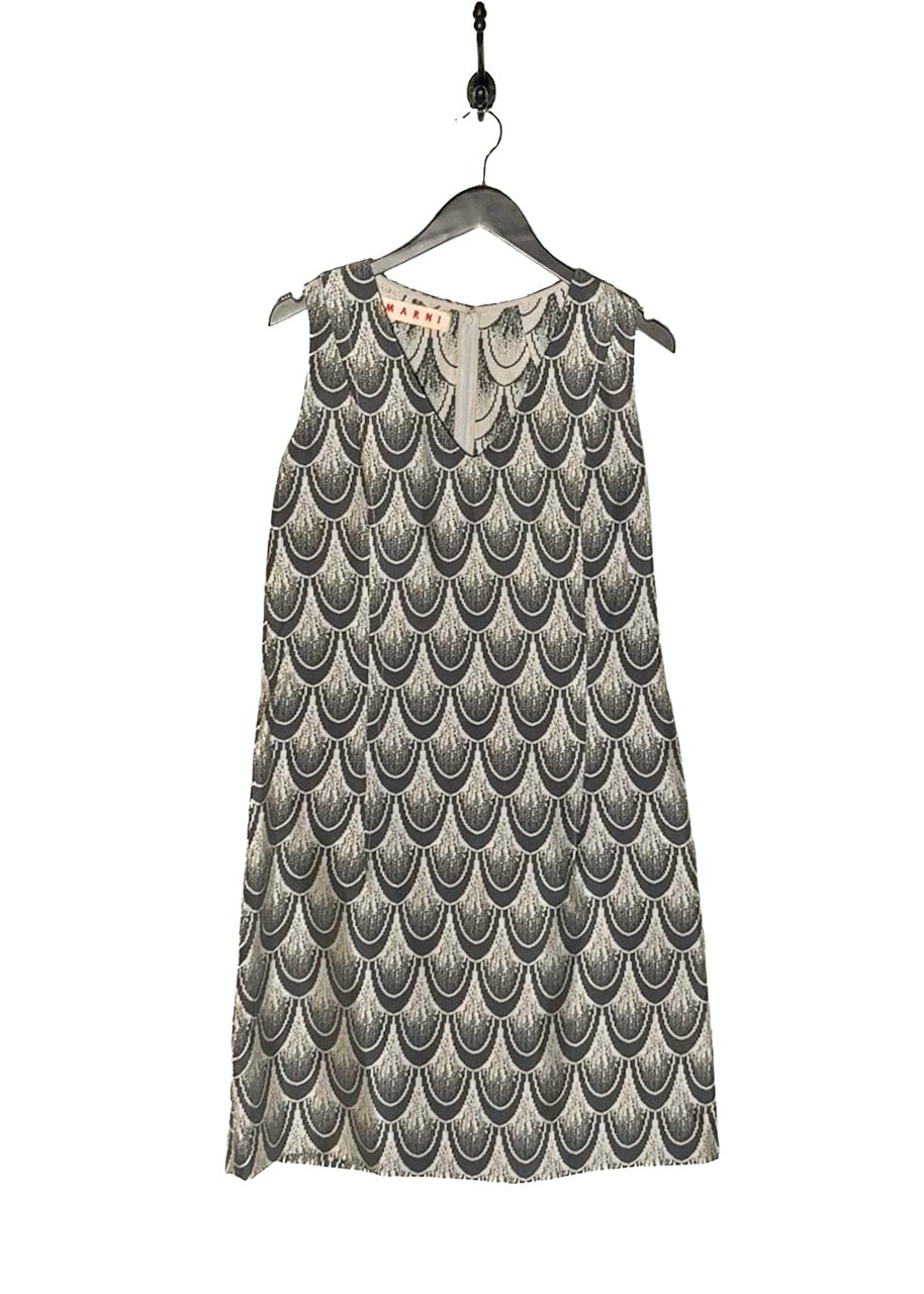 Main photo of Marni Grey Plissé Scallop Sleeveless Dress