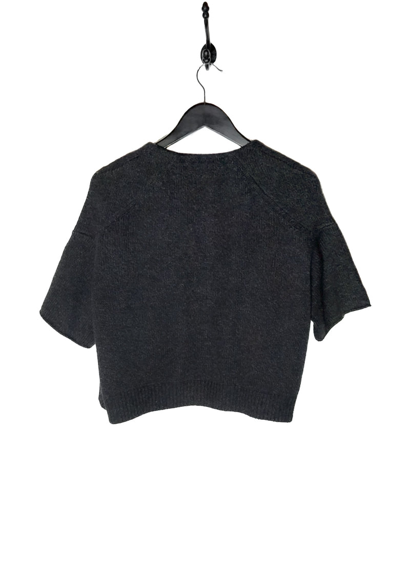 Back of Marni Charcoal Navy Melange Open Bolero Knit Sweater