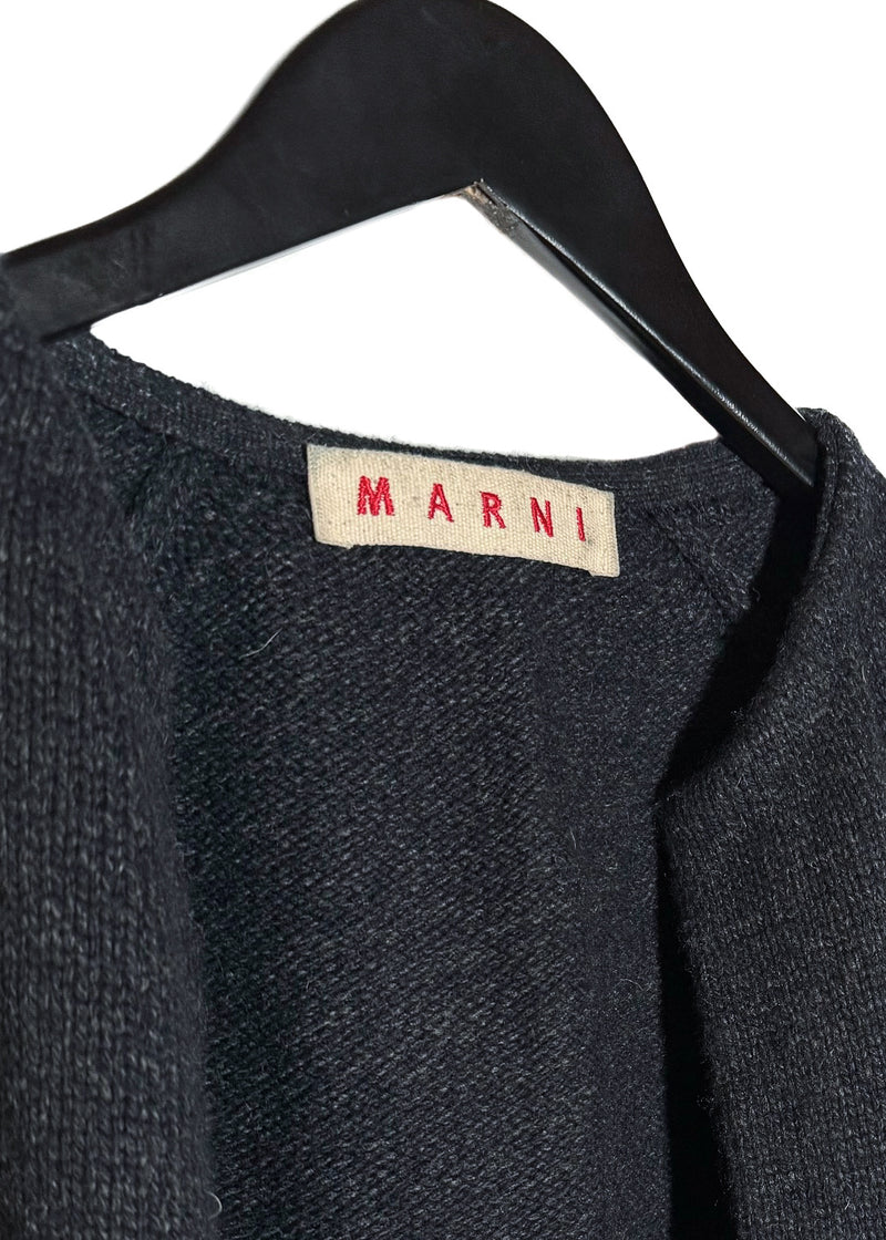 Brand label of Marni Charcoal Navy Melange Open Bolero Knit Sweater