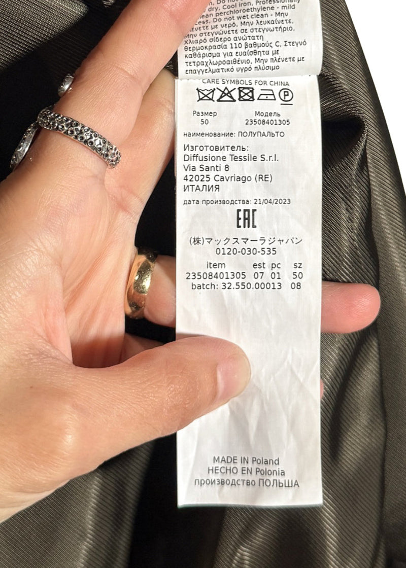 MaxMara Studio Gelada Khaki Brown Wool Peacoat