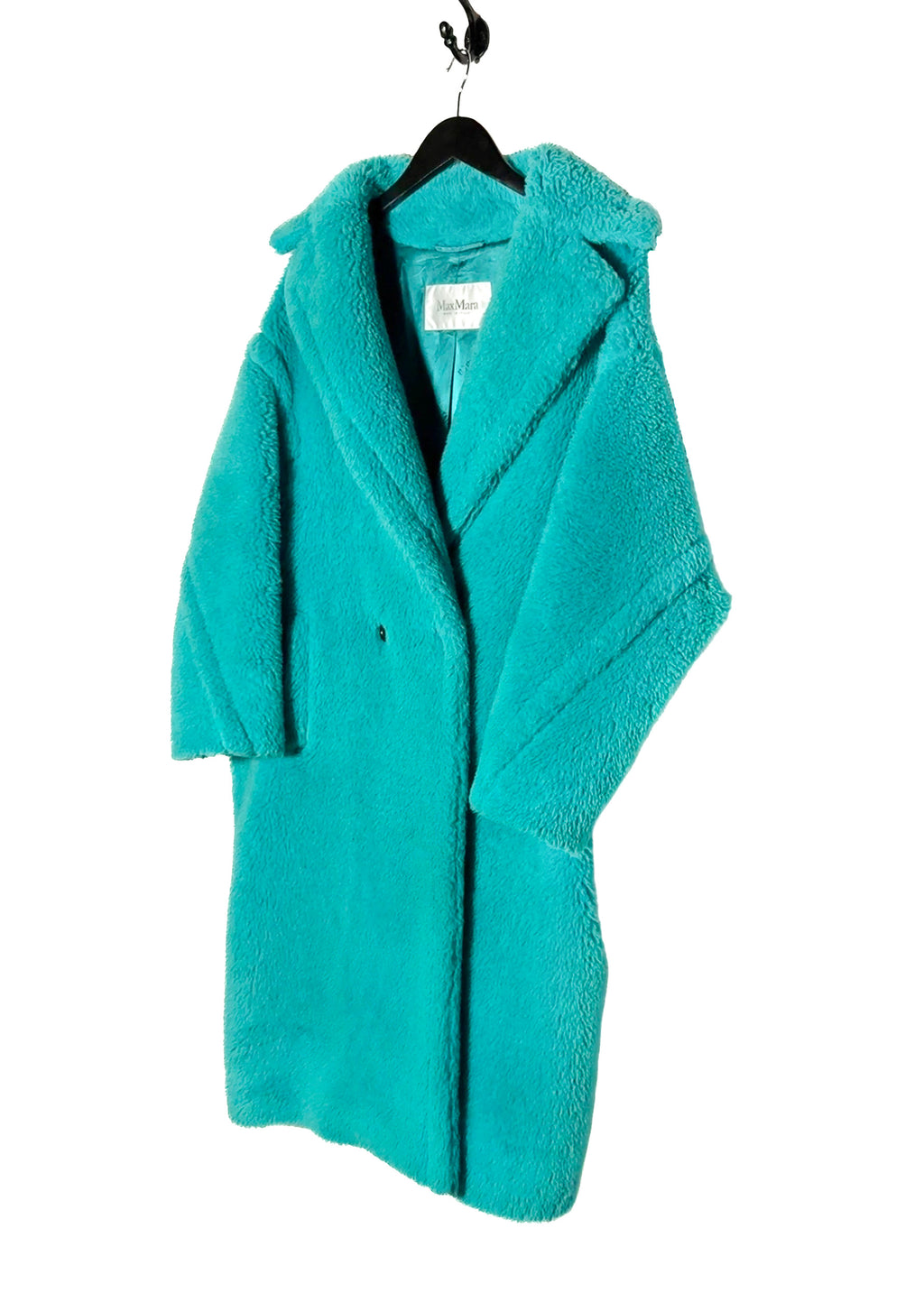 Front side of MaxMara Turquoise Teddy Bear Icon Alpaca Blend Coat