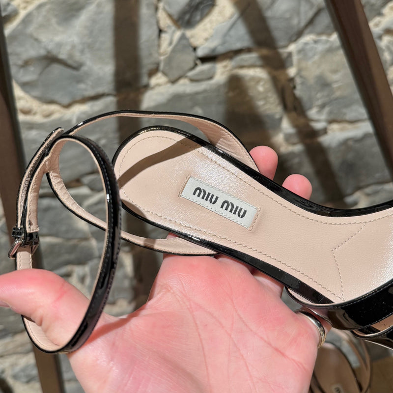 Miu Miu Black Patent Multicolour Heel Sandals