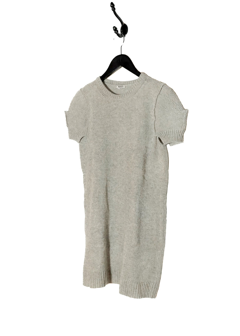 Robe courte Miu Miu gris clair en poil de chameau gris clair à manche courte