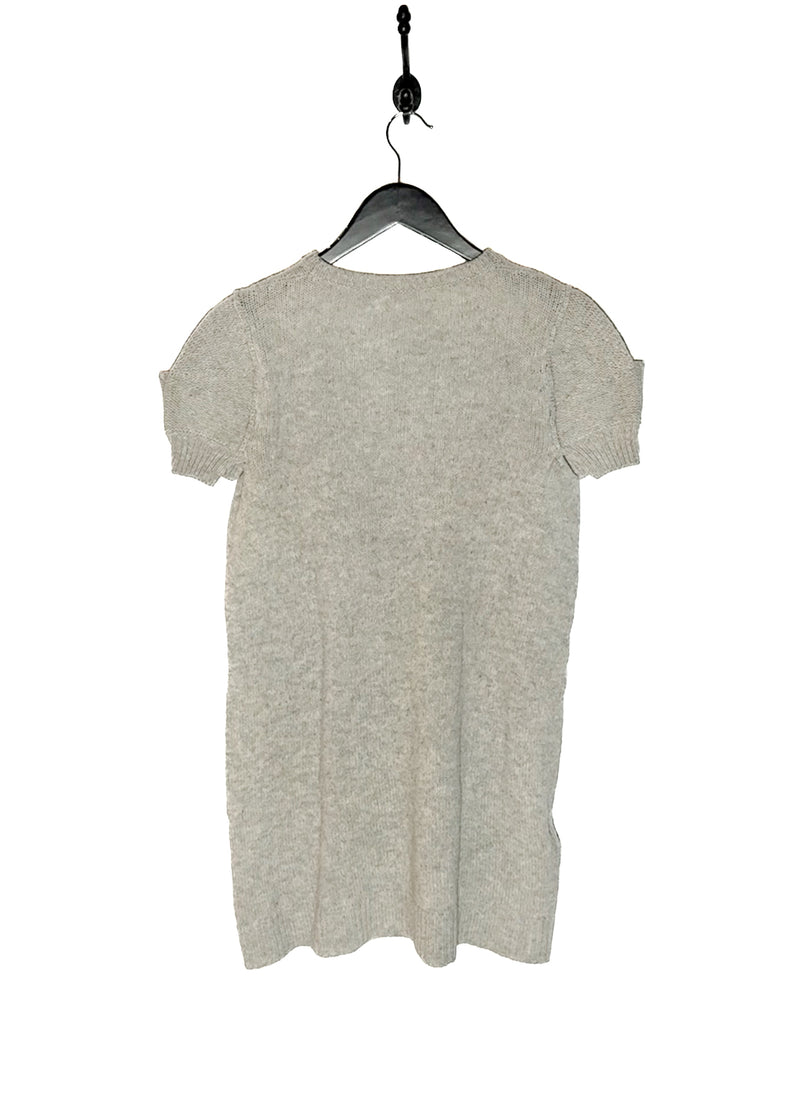 Robe courte Miu Miu gris clair en poil de chameau gris clair à manche courte