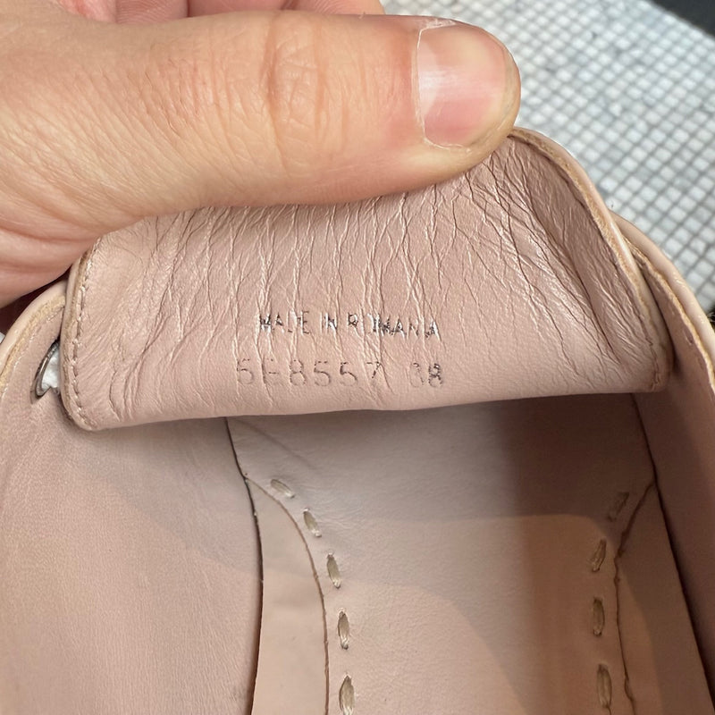 Stamps of Miu Miu Nude Pink Patent Crystal Cap Top Sneakers