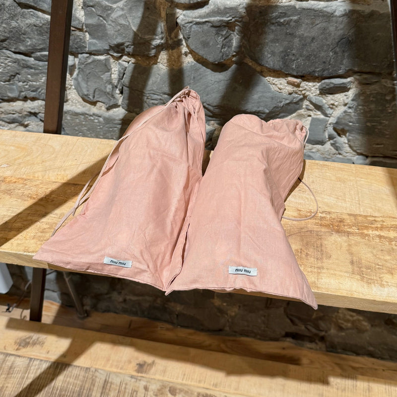 Branded dustbags of Miu Miu Nude Pink Patent Crystal Cap Top Sneakers