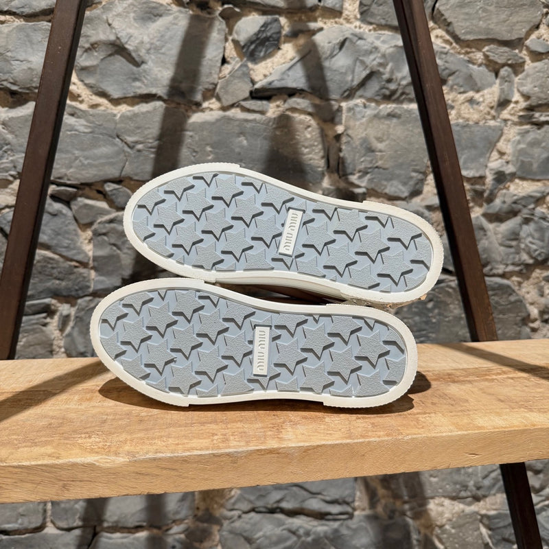 Miu Miu Pink Patent Crystal Heel Platform Sneakers