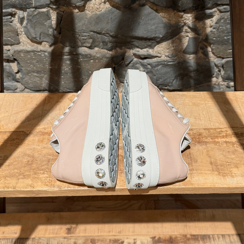 Miu Miu Pink Patent Crystal Heel Platform Sneakers