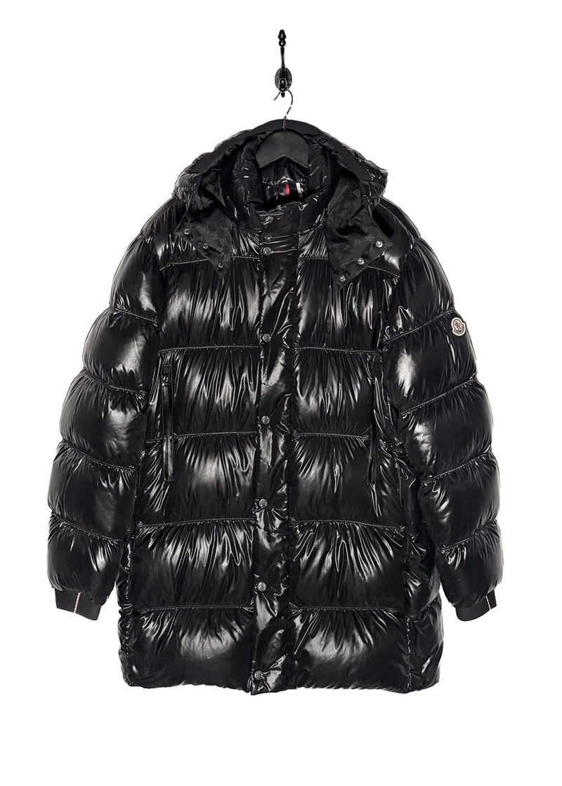 Moncler Black Glossy Pablof Long Down Hooded Parka Jacket