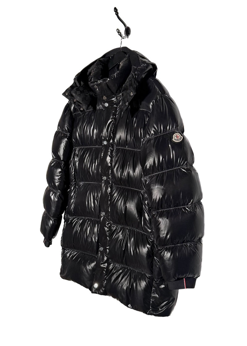 Moncler Black Glossy Pablof Long Down Hooded Parka Jacket