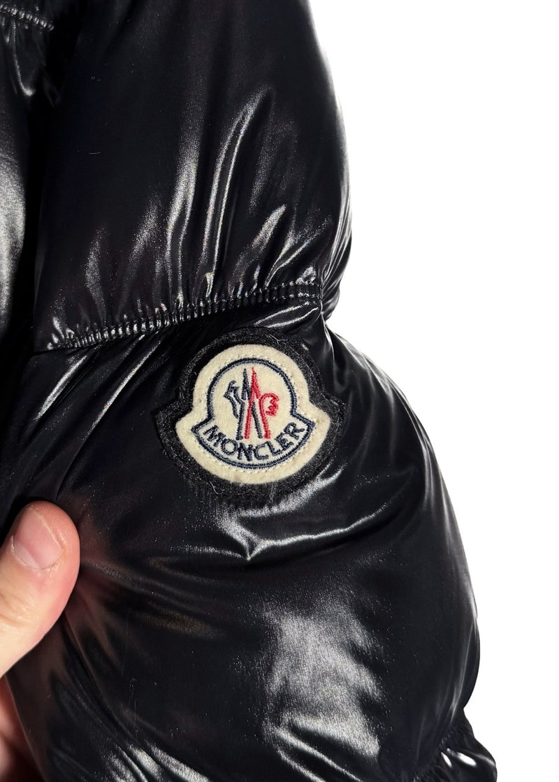 Moncler Black Glossy Pablof Long Down Hooded Parka Jacket