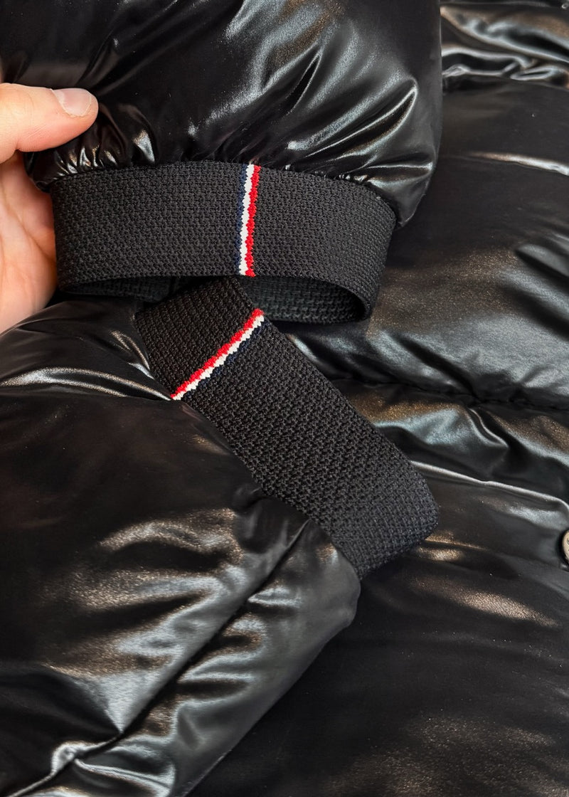 Moncler Black Glossy Pablof Long Down Hooded Parka Jacket