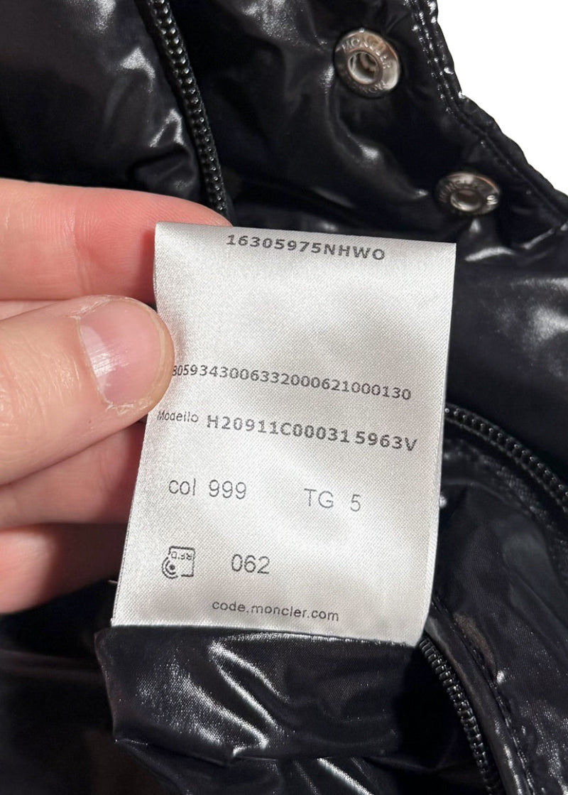 Moncler Black Glossy Pablof Long Down Hooded Parka Jacket