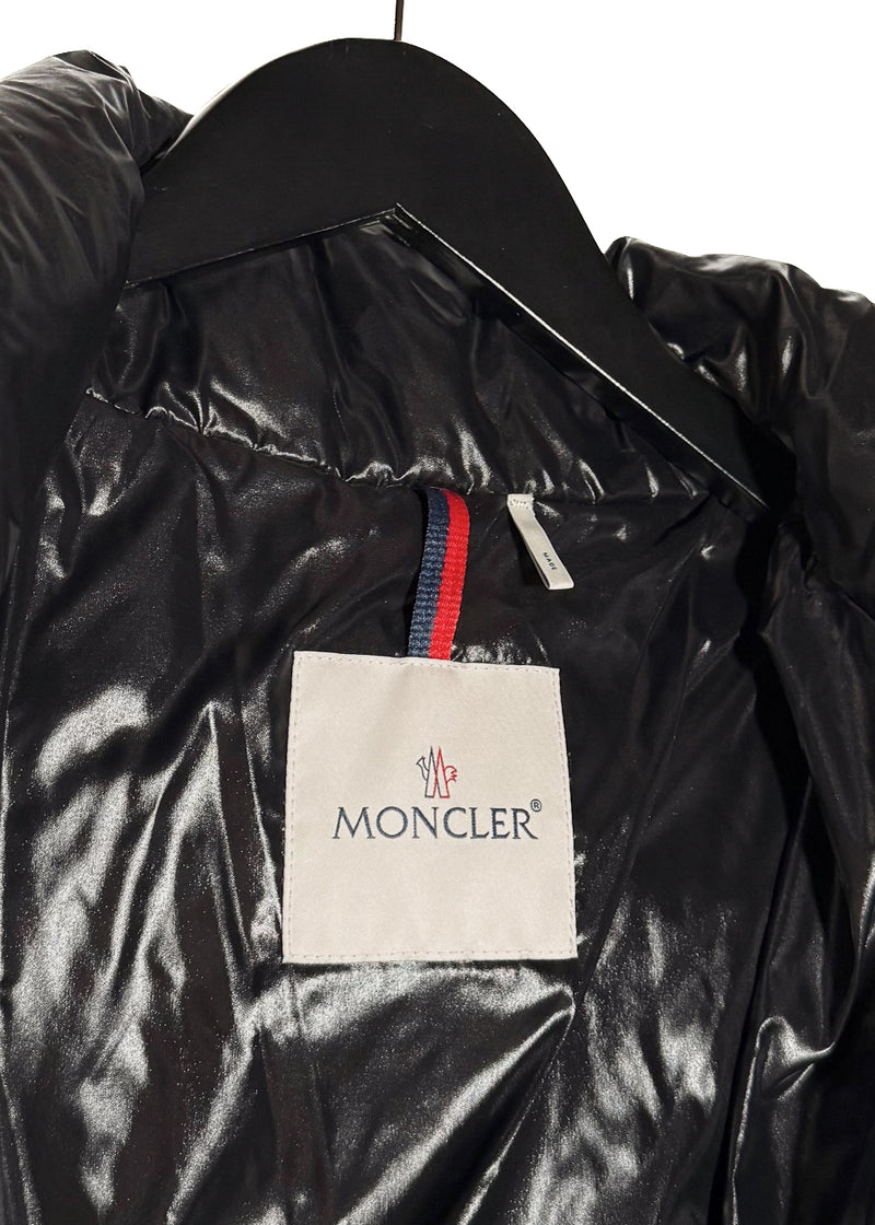 Moncler Black Glossy Pablof Long Down Hooded Parka Jacket
