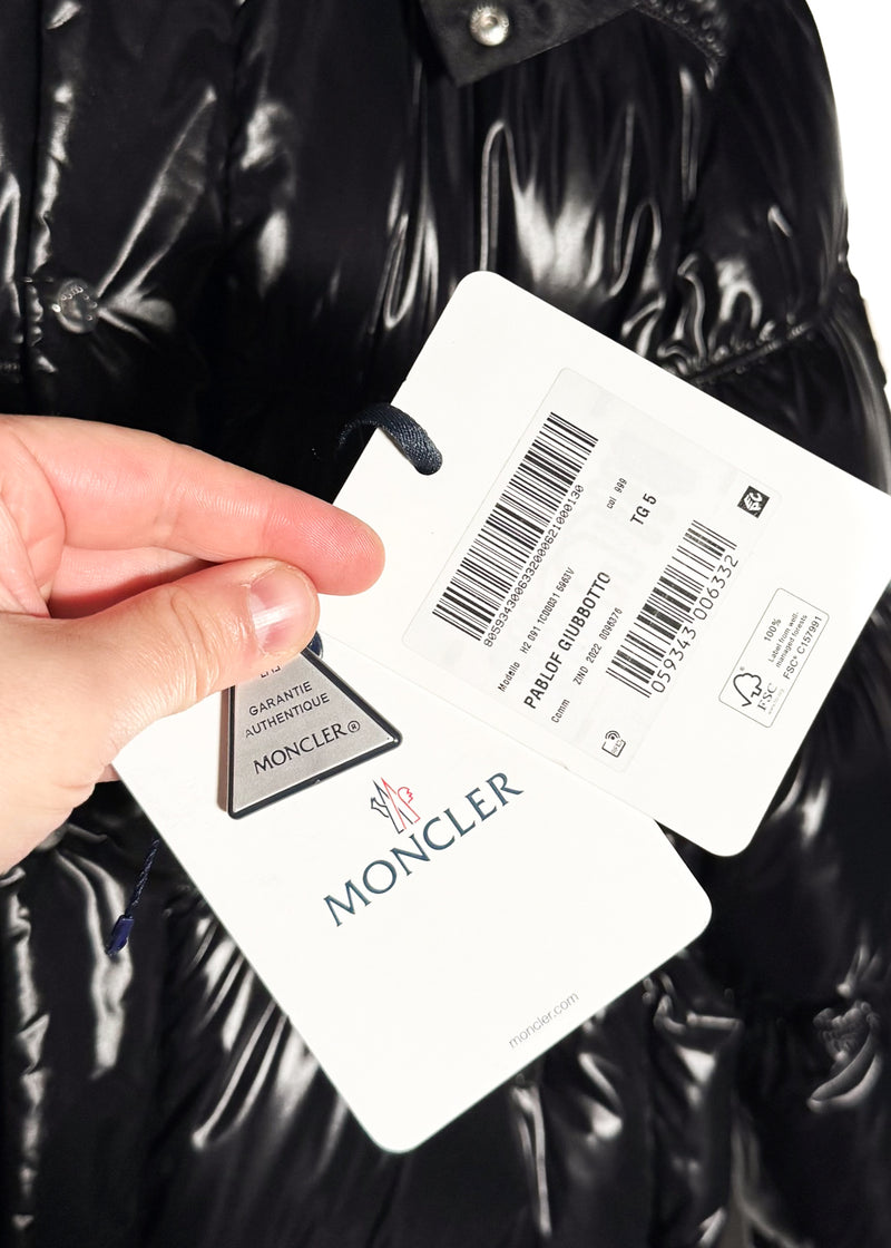 Moncler Black Glossy Pablof Long Down Hooded Parka Jacket